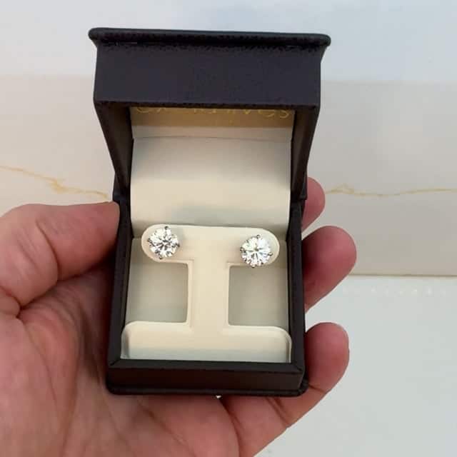 Lab-Grown Diamond 14K White Gold Screw Back Round Solitaire Stud Earrings