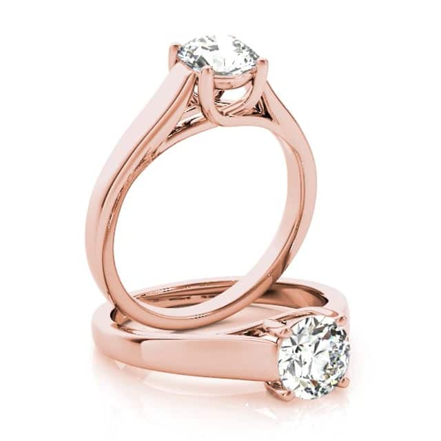 1CT Charles & Colvard Forever One Moissanite 14K Real Gold Rose Engagement Ring