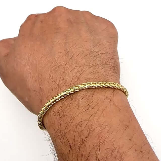 10K Yellow Gold 4mm Wheat Bracelet (Hollow) 8" - WJD Exclusives