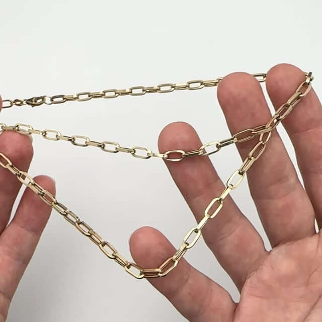 10K Yellow Gold 4mm Double Paperclip Necklace (Hollow) 17" - WJD Exclusives