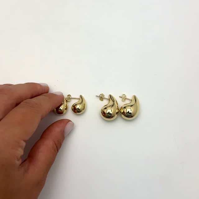 10K Gold Bold Dome Teardrop Push Back Stud Earrings 19mm - 25mm - WJD Exclusives