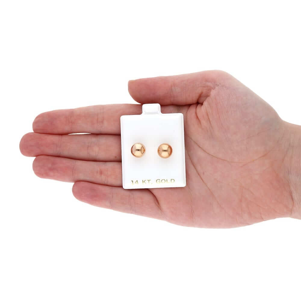 14k Rose Gold Ball Push Back Stud Earrings 3mm-10mm