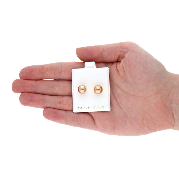 14k Rose Gold Ball Push Back Stud Earrings 3mm-10mm