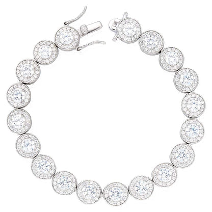 952 Sterling Silver Pave Set CZ 9mm Tennis Bracelet 7"