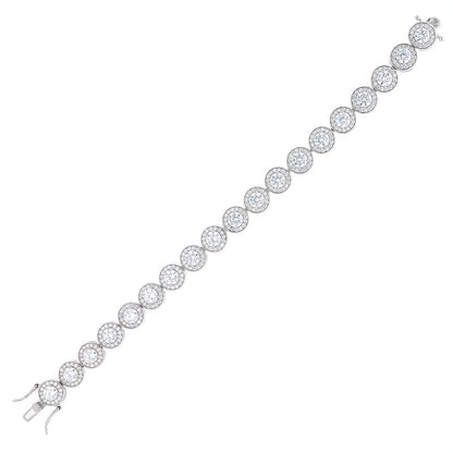 952 Sterling Silver Pave Set CZ 9mm Tennis Bracelet 7"