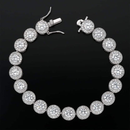 952 Sterling Silver Pave Set CZ 9mm Tennis Bracelet 7"