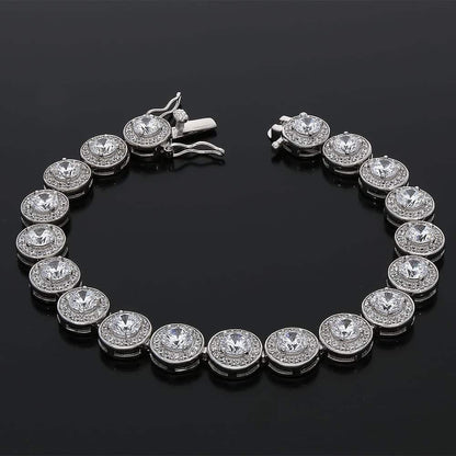 952 Sterling Silver Pave Set CZ 9mm Tennis Bracelet 7"