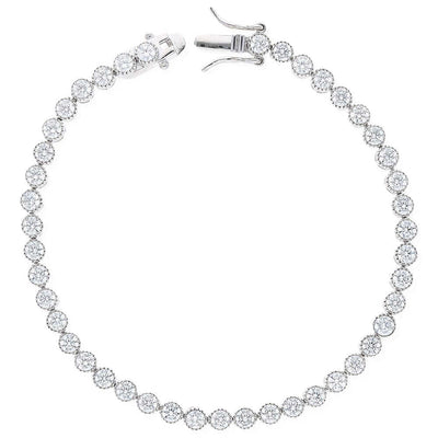Sterling Silver Milgrain Bezel CZ 6mm Tennis Bracelet 8"