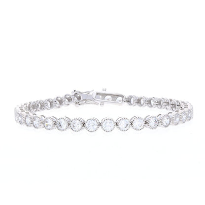 925 Sterling Silver Milgrain Bezel CZ 5mm Tennis Bracelet 7" 7.5"