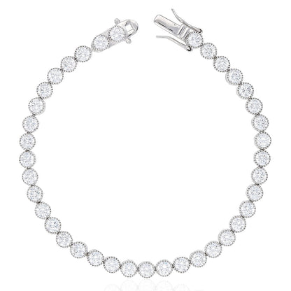 925 Sterling Silver Milgrain Bezel CZ 5mm Tennis Bracelet 7" 7.5"