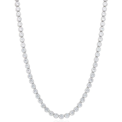 28Ct CZ Milgrain Bezel Sterling Silver 5mm Tennis Necklace 18"