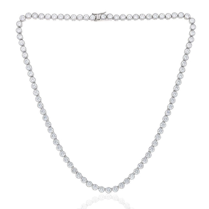 28Ct CZ Milgrain Bezel Sterling Silver 5mm Tennis Necklace 18"