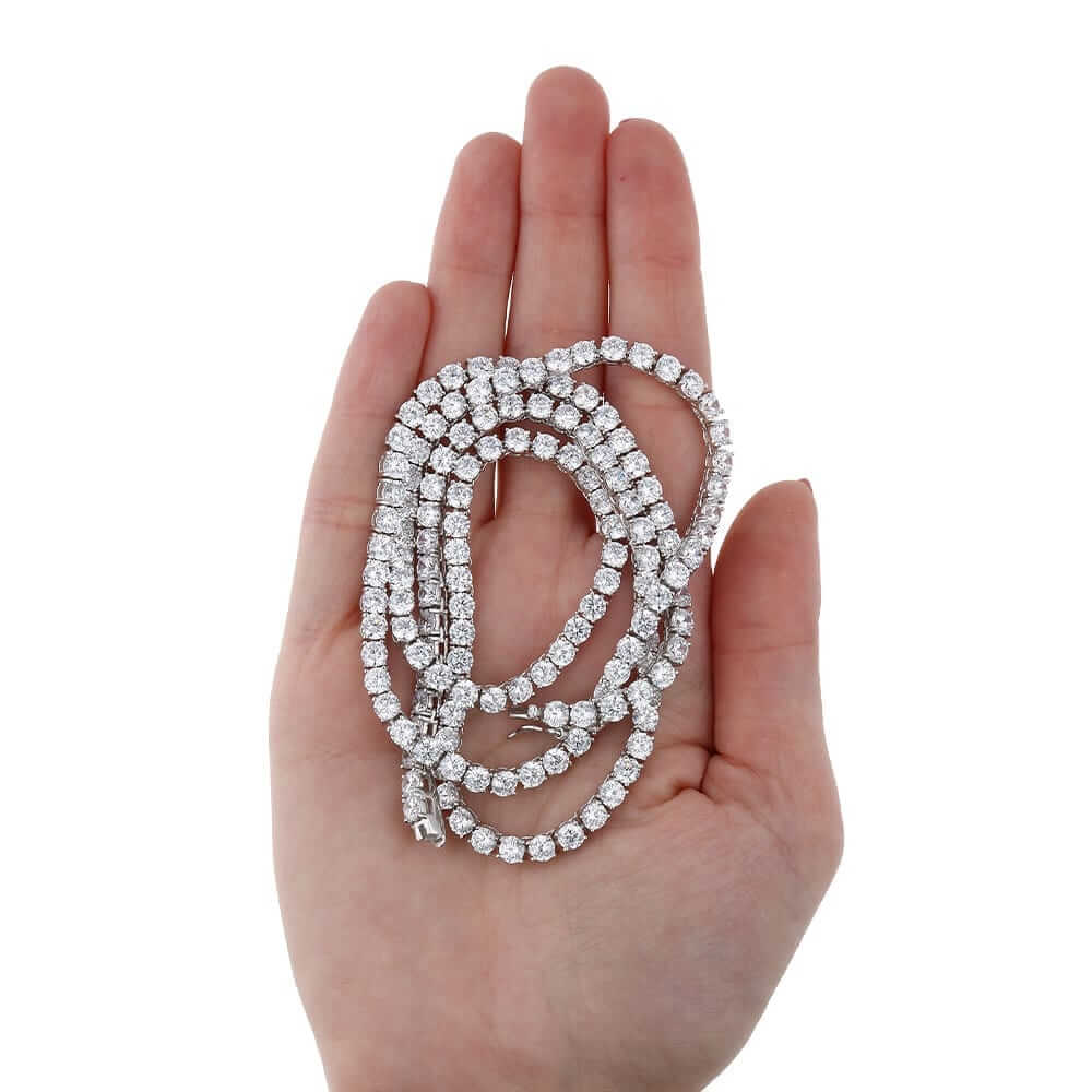 36CTW CZ Sterling Silver 4mm Tennis Necklace 16"-24"