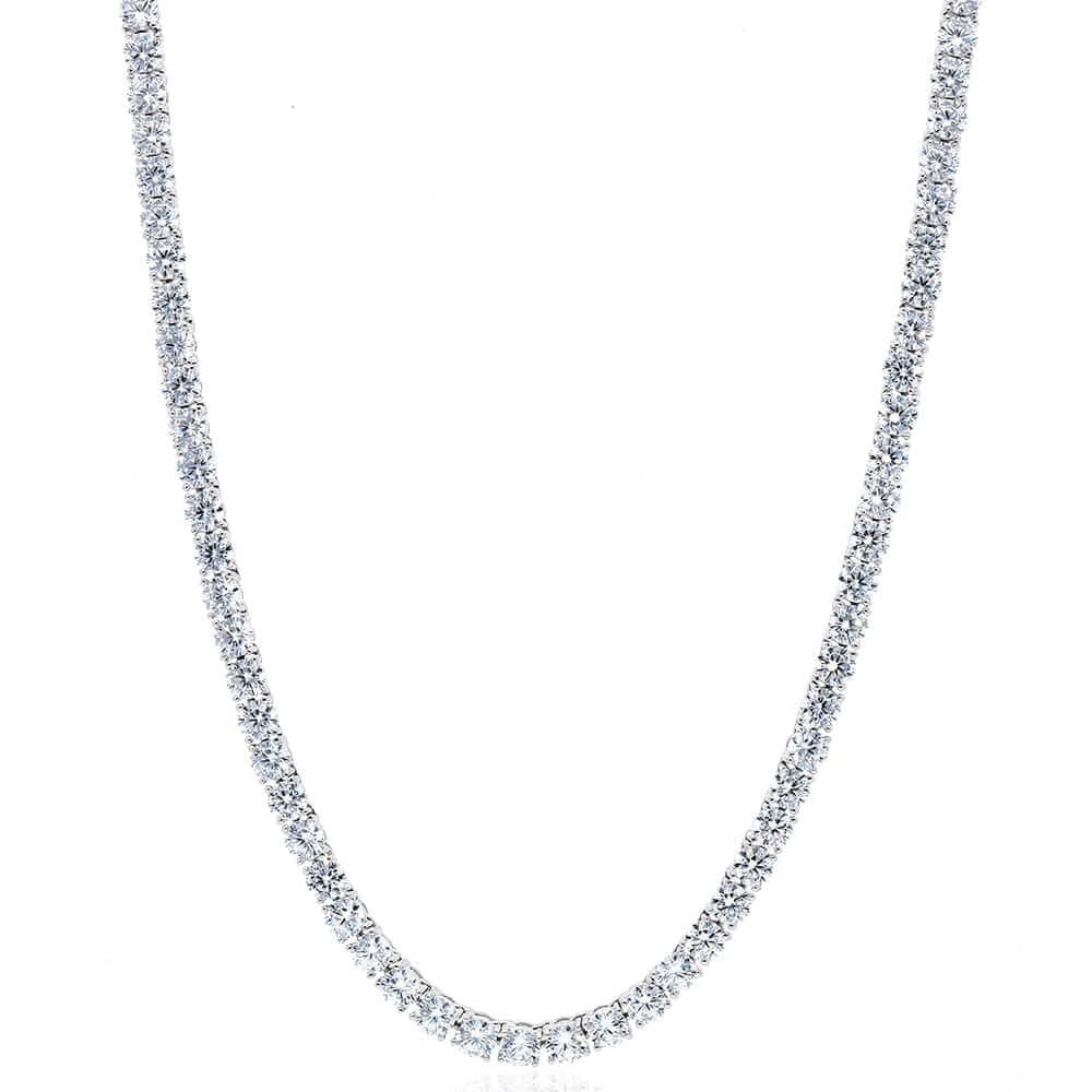 36CTW CZ Sterling Silver 4mm Tennis Necklace 16"-24"