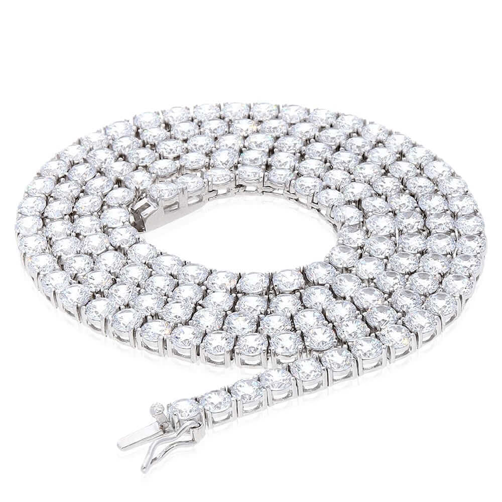 36CTW CZ Sterling Silver 4mm Tennis Necklace 16"-24"
