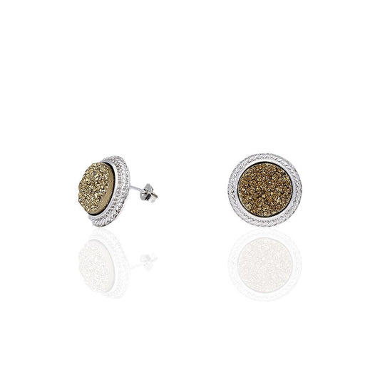 925 Sterling Silver Round Druzy Push Back Stud Earrings