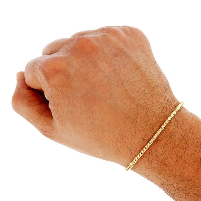 10K Yellow Gold 2.7mm Franco Bracelet (Solid Links) 8"
