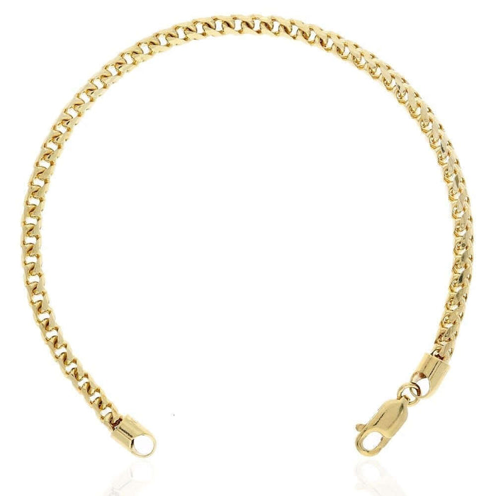 10K Yellow Gold 4mm Franco Bracelet (Solid Links) 8"