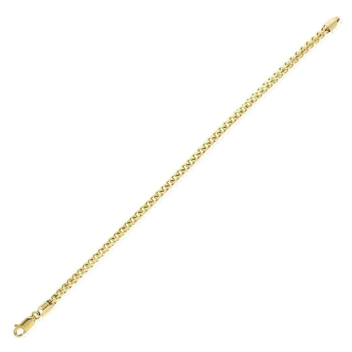 10K Yellow Gold 4mm Franco Bracelet (Solid Links) 8"
