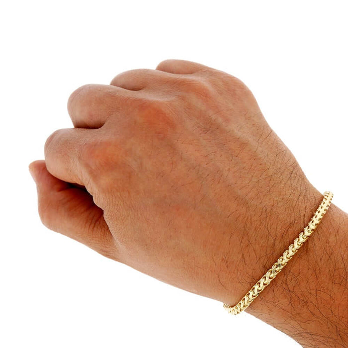 10K Yellow Gold 4mm Franco Bracelet (Solid Links) 8"