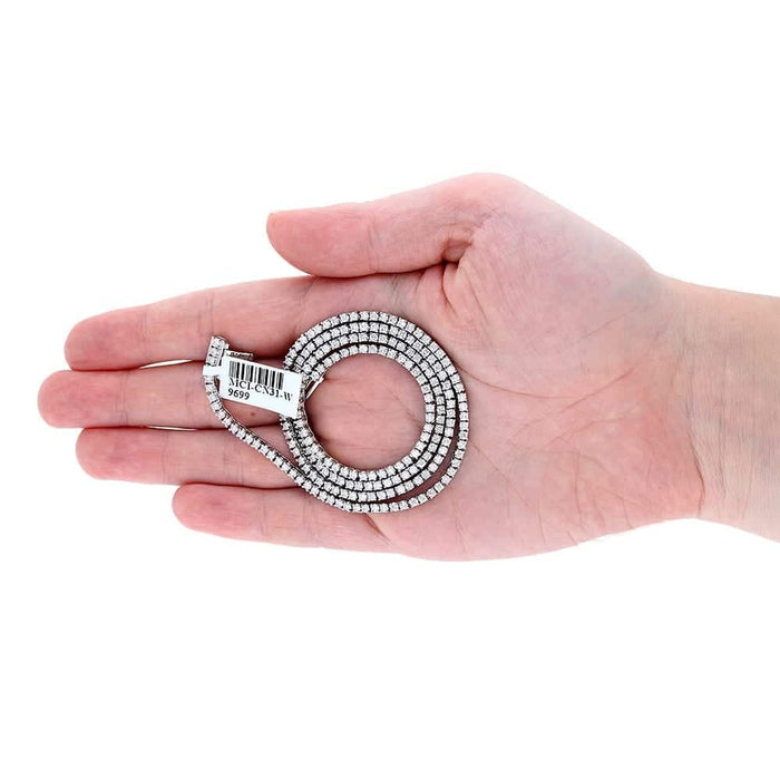 7.50CTW Natural Diamond 14K White Gold 2.5mm Tennis Necklace 18"