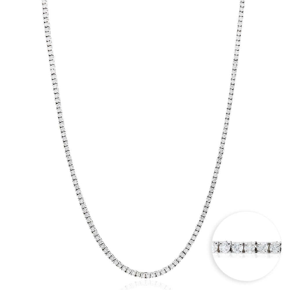 7.50CTW Natural Diamond 14K White Gold 2.5mm Tennis Necklace 18