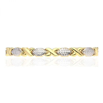 14k Gold Two-Tone Diamond-Cut Hugs & Kisses XO Bracelet 8"