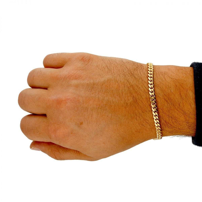 14K Yellow Gold 5mm Miami Cuban Bracelet (Solid Links) 8.5"