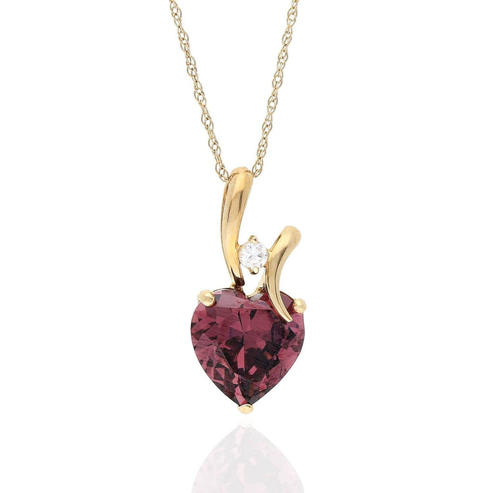 14K Yellow Gold CZ Heart Shape Birthstone Pendant 0.53"