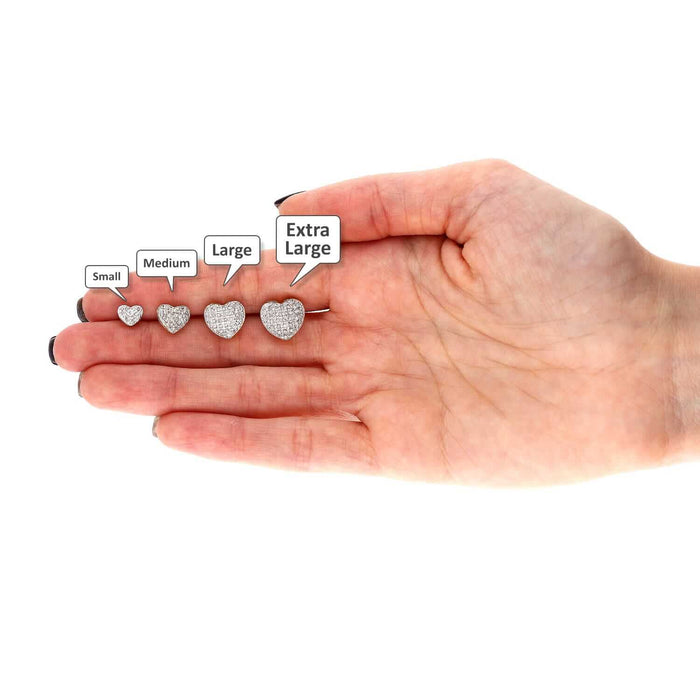 0.10Ct -0.35Ct Natural Diamond Pave Heart Stud Earrings 10k Yellow Gold