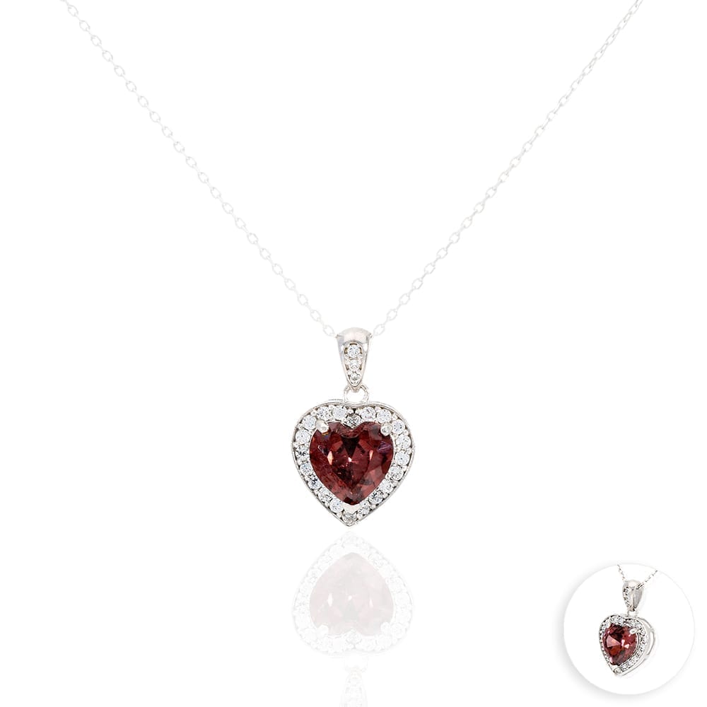 14k Yellow Gold White Gold Solitaire Birthstone Halo Heart Pendant 0.6"
