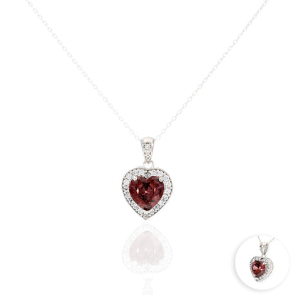 14k Yellow Gold White Gold Solitaire Birthstone Halo Heart Pendant 0.6"