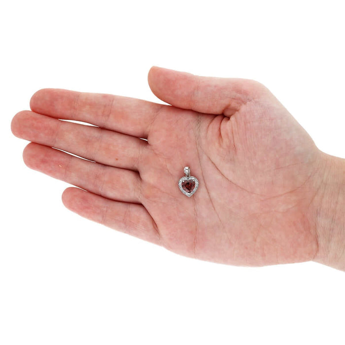 14k Yellow Gold White Gold Solitaire Birthstone Halo Heart Pendant 0.6"