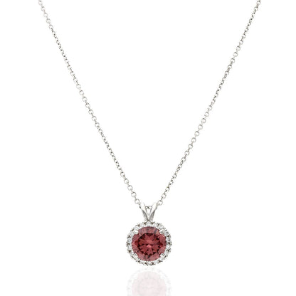 14k Yellow Gold White Gold Halo Round Solitaire Birthstone Pendant 0.5"