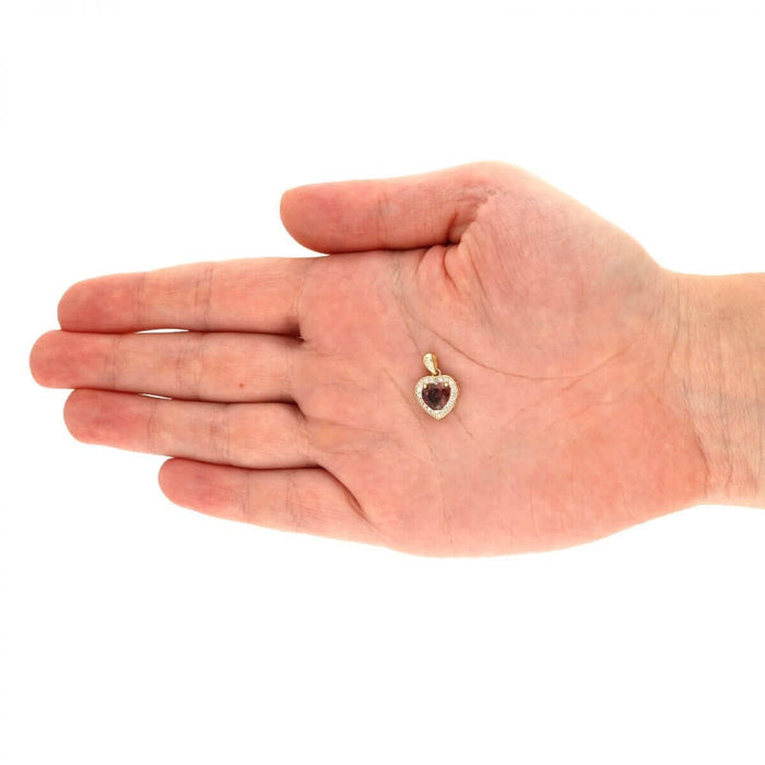 14k Yellow Gold White Gold Solitaire Birthstone Halo Heart Pendant 0.6"