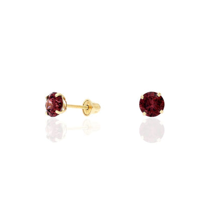 14k Yellow Gold White Gold 1.50Ct Birthstone Round Stud Screw Back Earrings