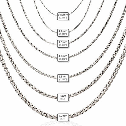 925 Sterling Silver Rhodium Italian Solid Round Box  Chain 0.85-3.7mm 16-30"