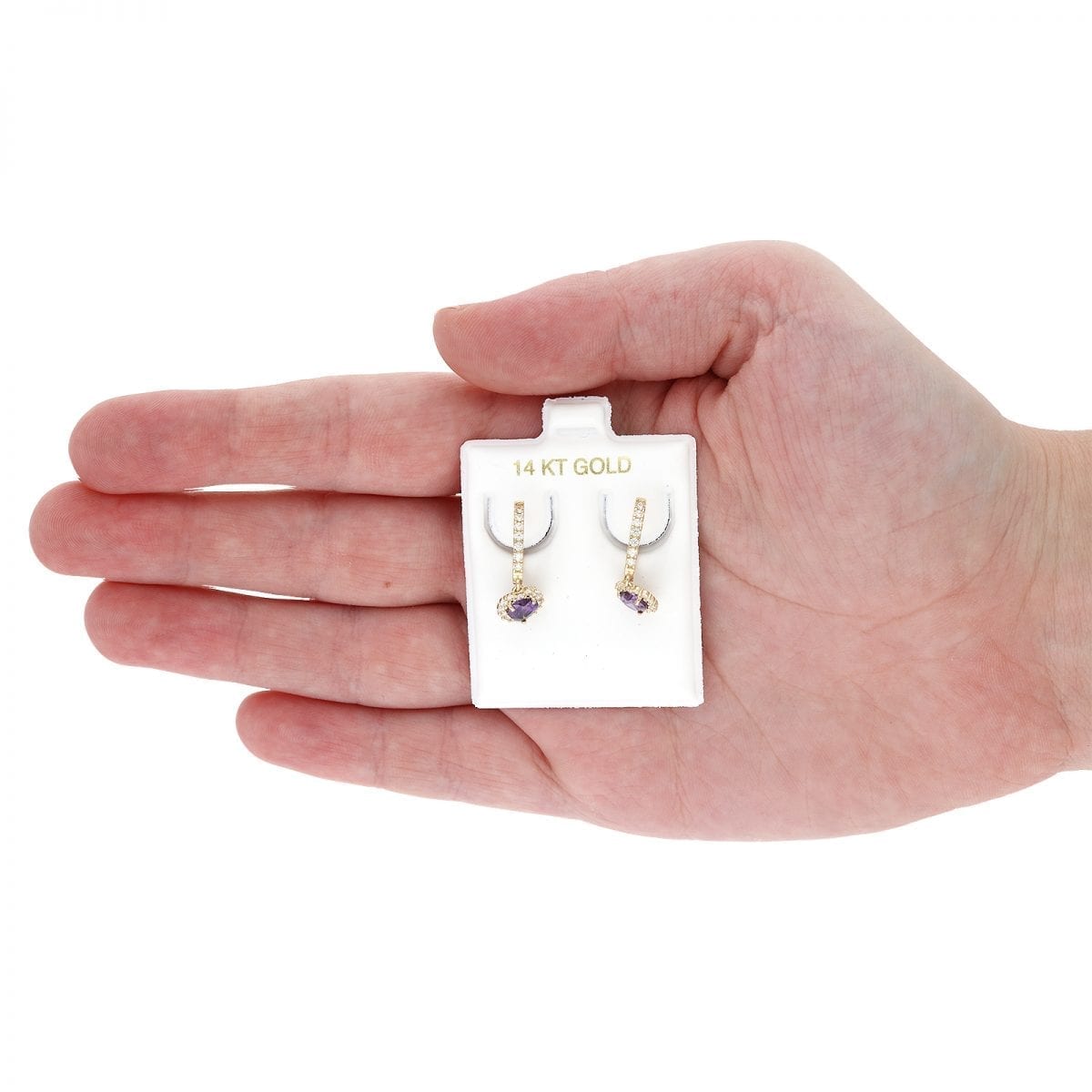 14k Yellow Gold White Gold Heart Birthstone Diamond Halo  Earrings 1"