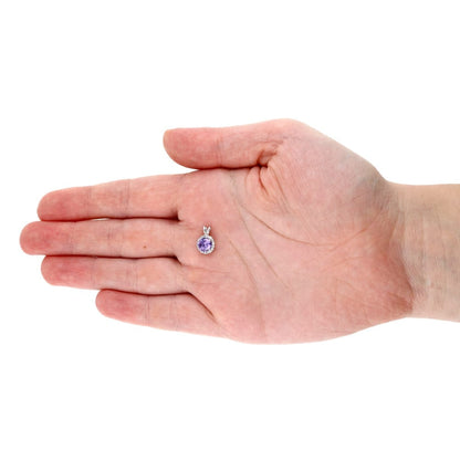 14k Yellow Gold White Gold Halo Round Solitaire Birthstone Pendant 0.5"