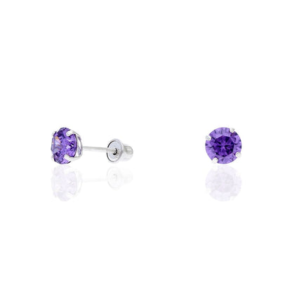 14k Yellow Gold White Gold 1.50Ct Birthstone Round Stud Screw Back Earrings