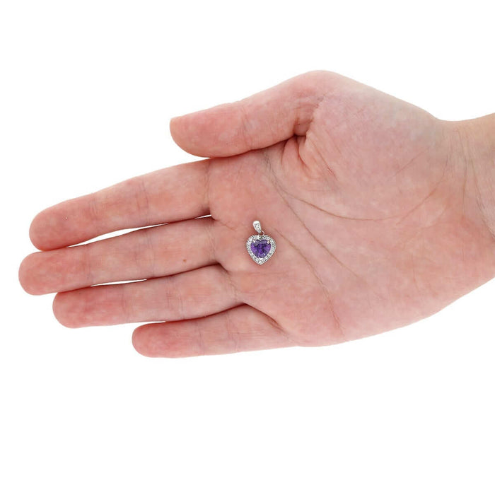 14k Yellow Gold White Gold Solitaire Birthstone Halo Heart Pendant 0.6"