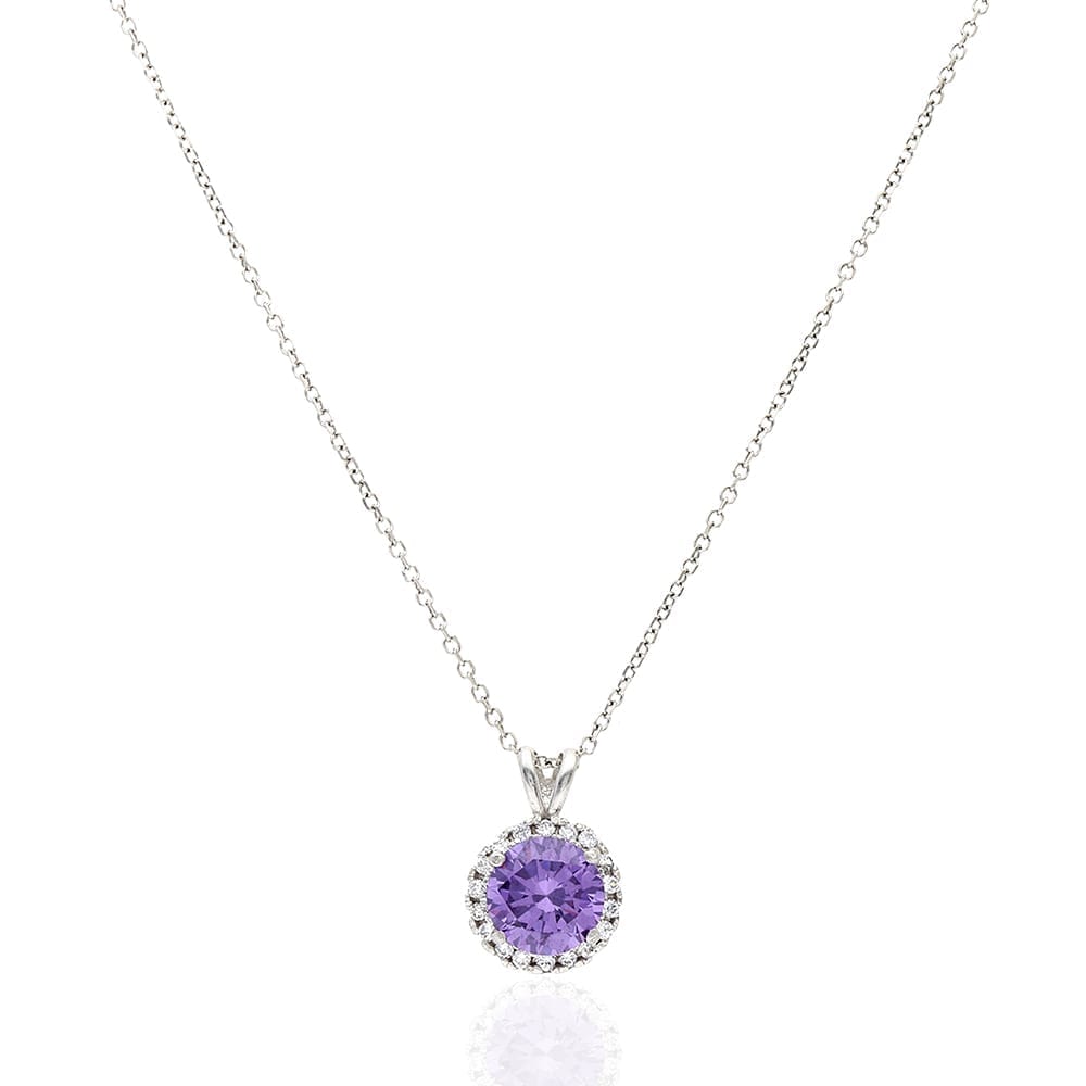 14k Yellow Gold White Gold Halo Round Solitaire Birthstone Pendant 0.5"