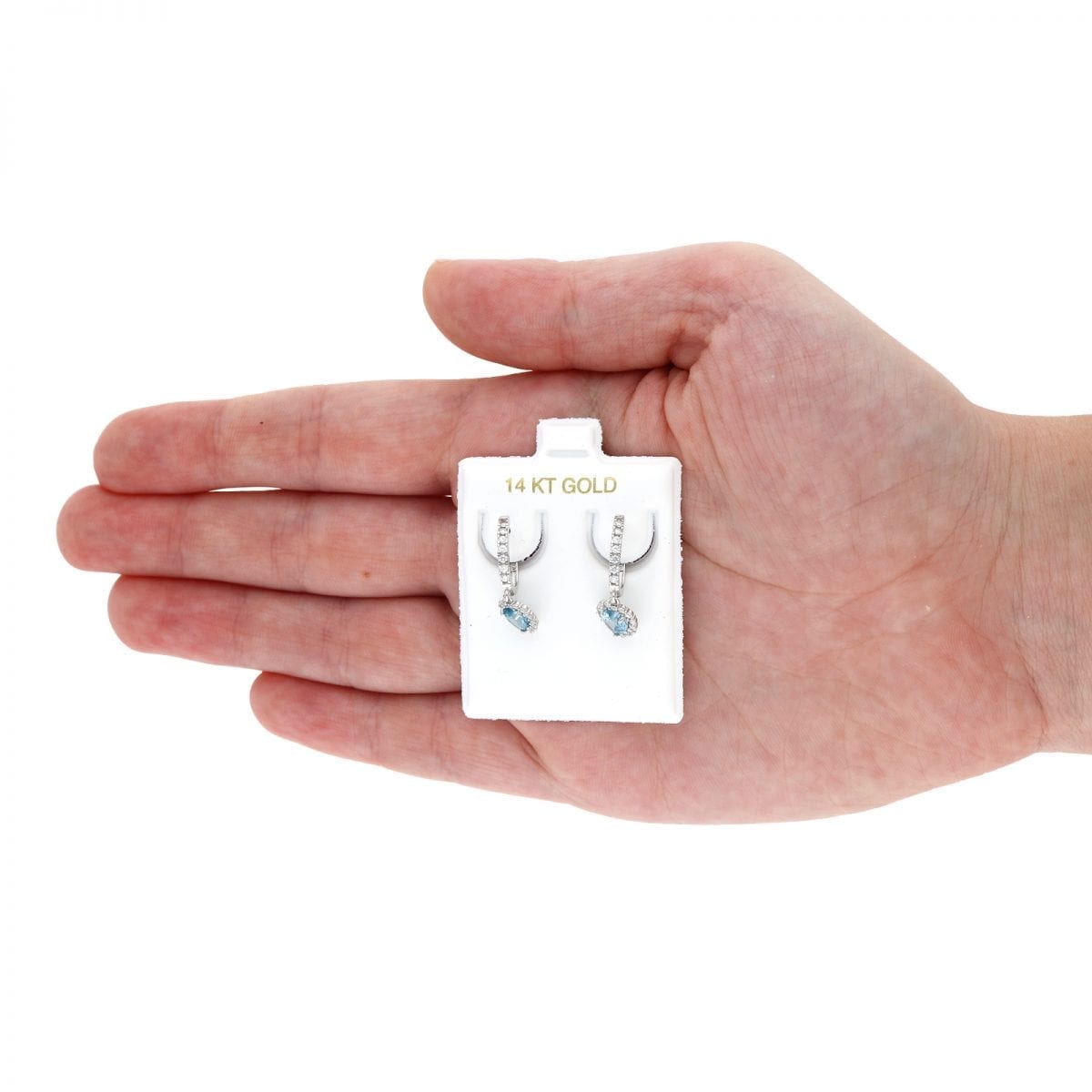 14k Yellow Gold White Gold Heart Birthstone Diamond Halo  Earrings 1"