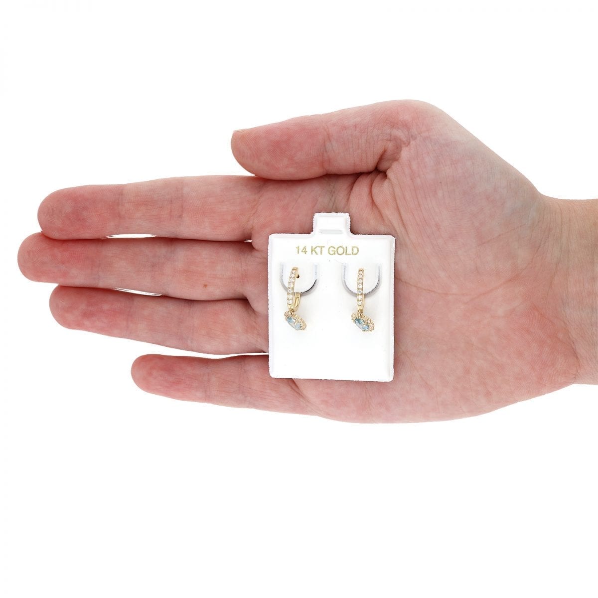 14k Yellow Gold White Gold Heart Birthstone Diamond Halo  Earrings 1"