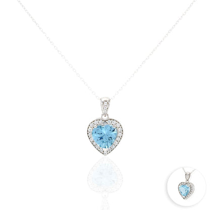 14k Yellow Gold White Gold Solitaire Birthstone Halo Heart Pendant 0.6"