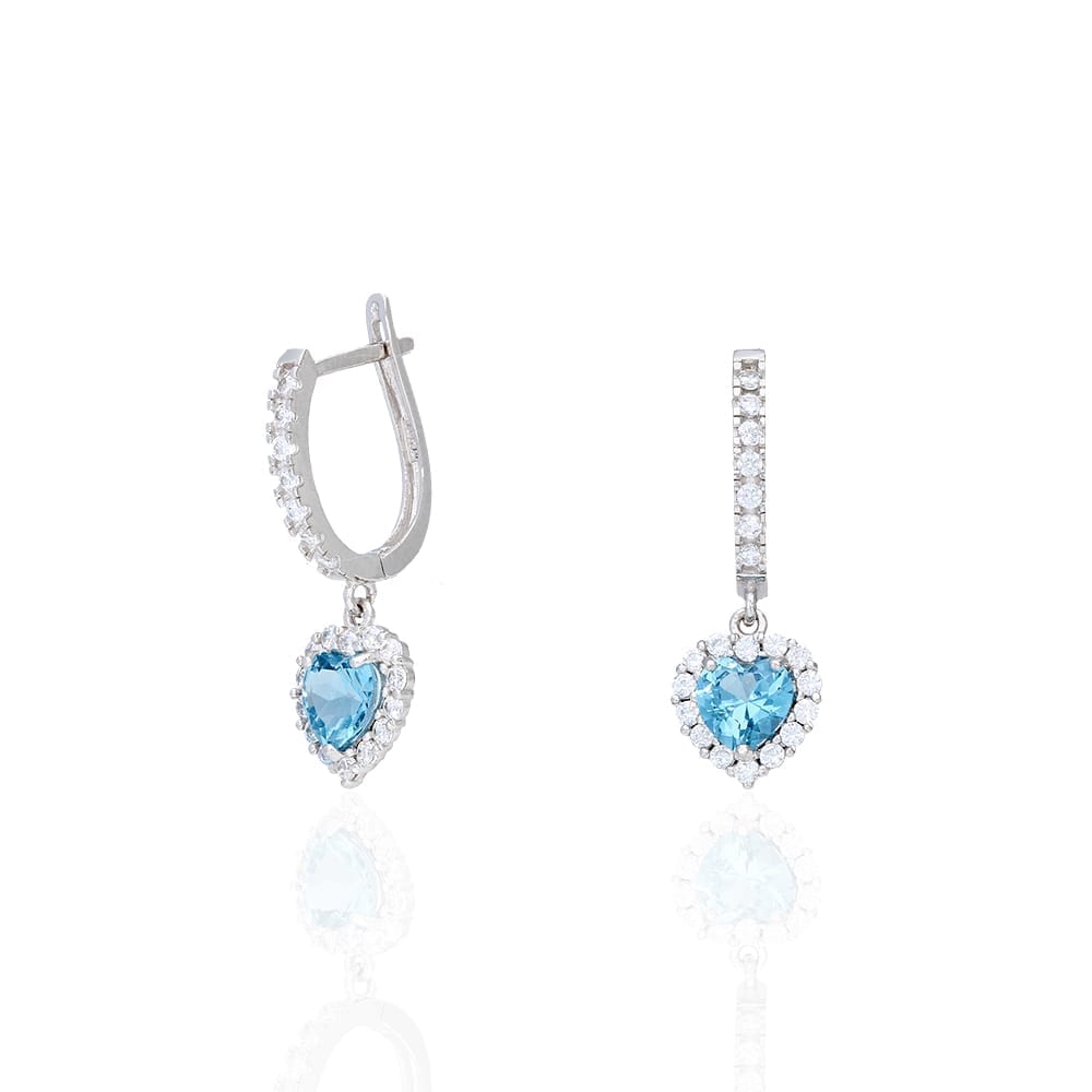 14k Yellow Gold White Gold Heart Birthstone Diamond Halo  Earrings 1"