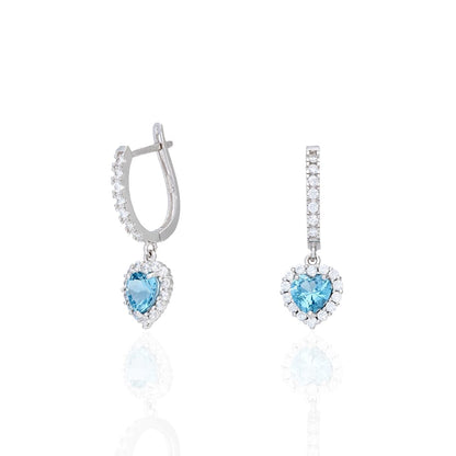 14k Yellow Gold White Gold Heart Birthstone Diamond Halo  Earrings 1"