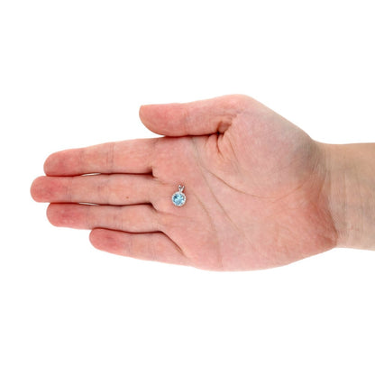 14k Yellow Gold White Gold Halo Round Solitaire Birthstone Pendant 0.5"