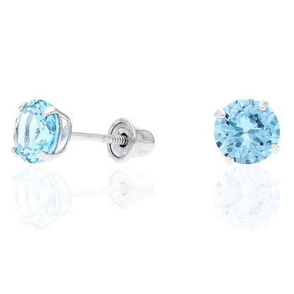 14k Yellow Gold White Gold 1.50Ct Birthstone Round Stud Screw Back Earrings