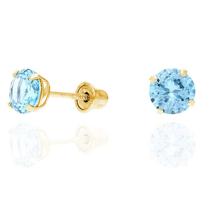14k Yellow Gold White Gold 1.50Ct Birthstone Round Stud Screw Back Earrings